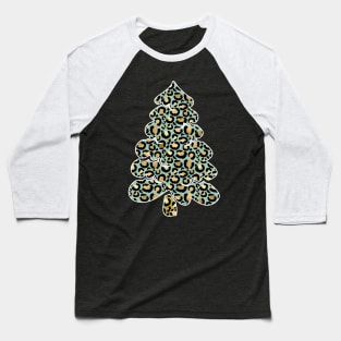 Merry Christmas Leopard Tree Emoji  X-mas Holiday Baseball T-Shirt